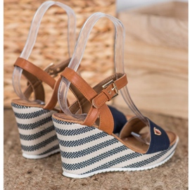 Goodin Sandali con zeppa alla moda marrone blu multicolore 1