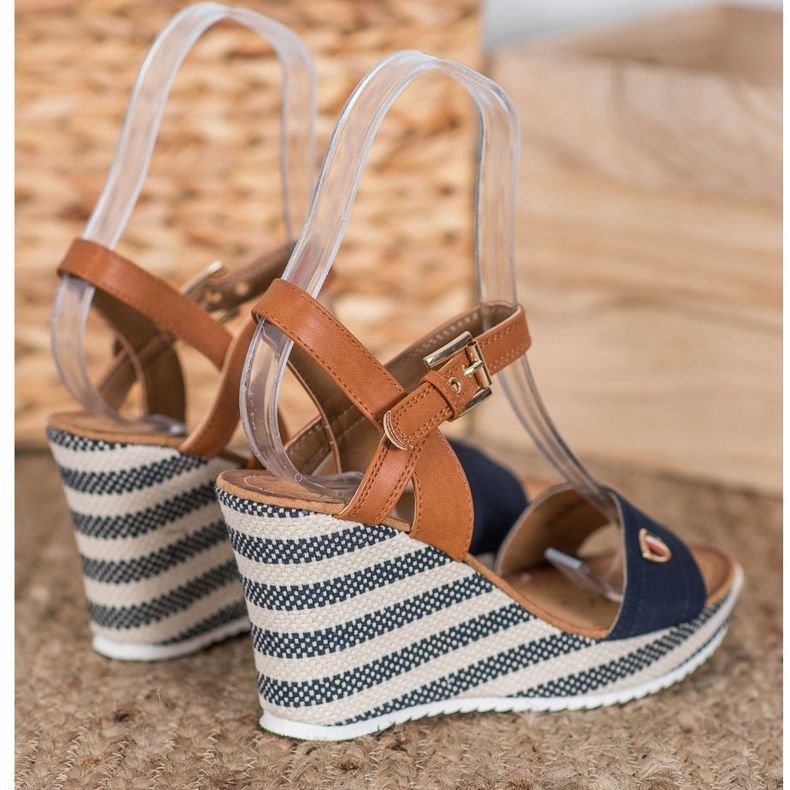 Goodin Sandali con zeppa alla moda marrone blu multicolore 1