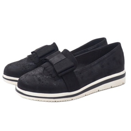 Scarpe nere opache sulla zeppa YT-8 nero 2