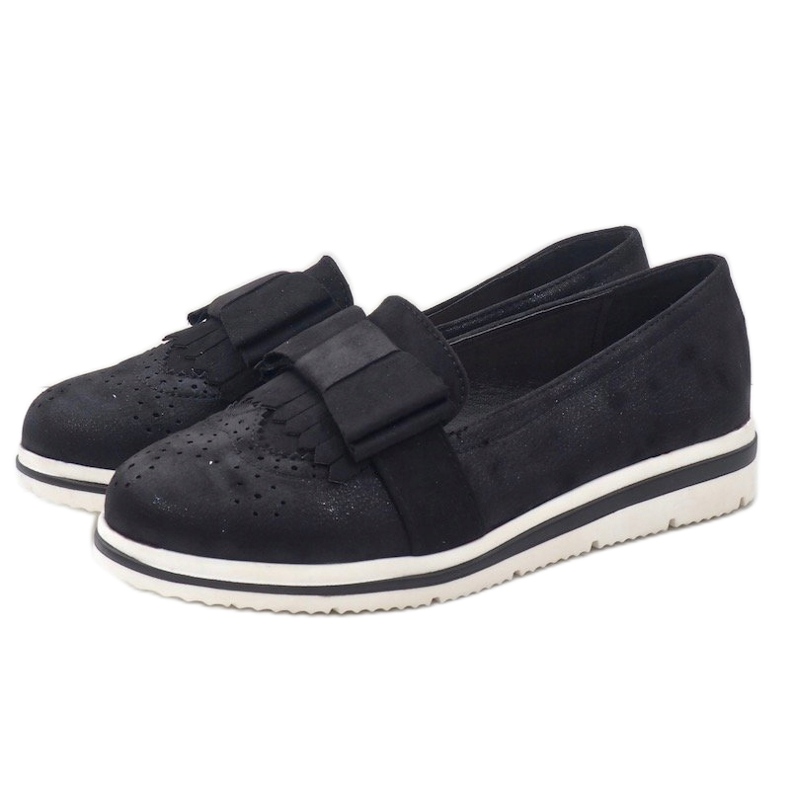 Scarpe nere opache sulla zeppa YT-8 nero 2