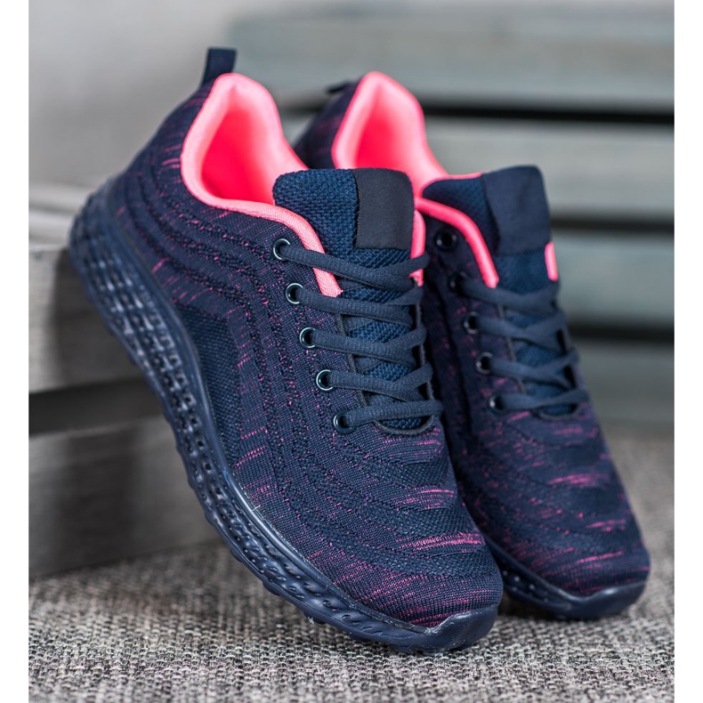 Bona Calzature in tessuto leggero blu navy rosa 1