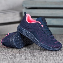 Bona Calzature in tessuto leggero blu navy rosa 2