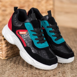 SHELOVET Sneakers sportive in pelle scamosciata nero multicolore 1
