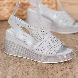 Goodin Sandali con zeppa traforati grigio 2