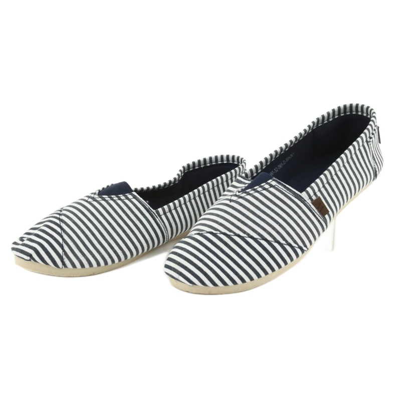 Wishot Sneaker a righe comoda e alla moda 32-065, bianca e blu bianco 2