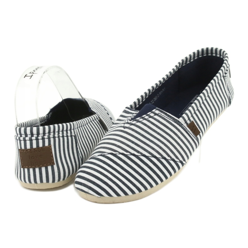 Wishot Sneaker a righe comoda e alla moda 32-065, bianca e blu bianco 3