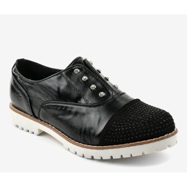 Scarpe slip-on nere con borchie GF-FD9 nero 1