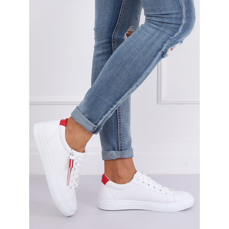 Sneakers da donna bianche BY-231 BIANCHE/ROSSE bianco 1
