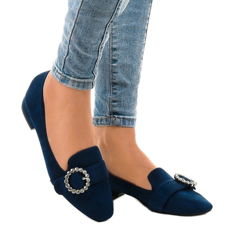 Décolleté in camoscio blu navy L419 1