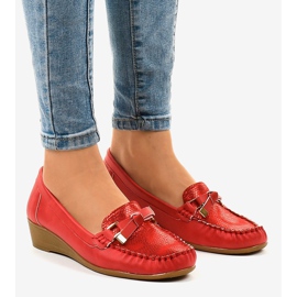 Scarpe con zeppa rosse opache BO-303 rosso 1