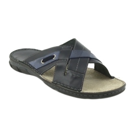 Comode pantofole in pelle Naszbut 055 blu navy blu 1