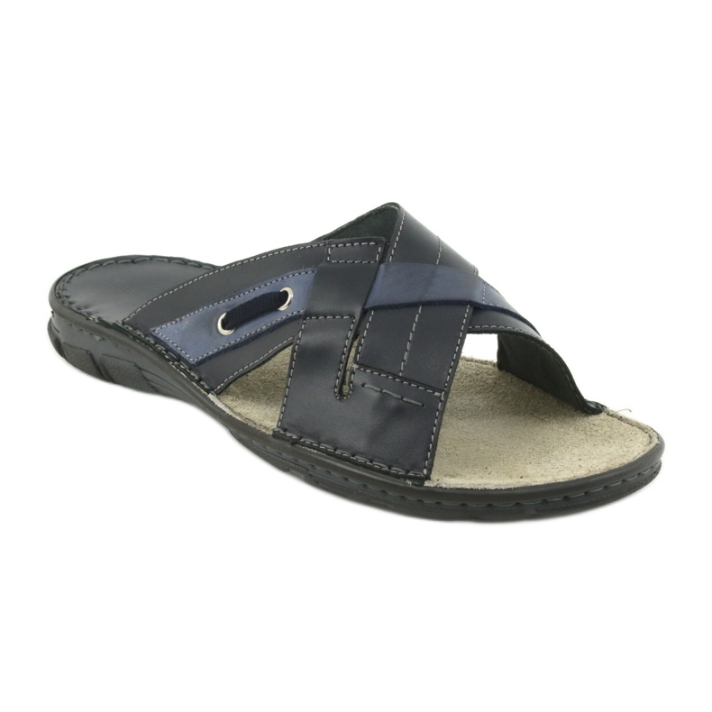 Comode pantofole in pelle Naszbut 055 blu navy blu 1