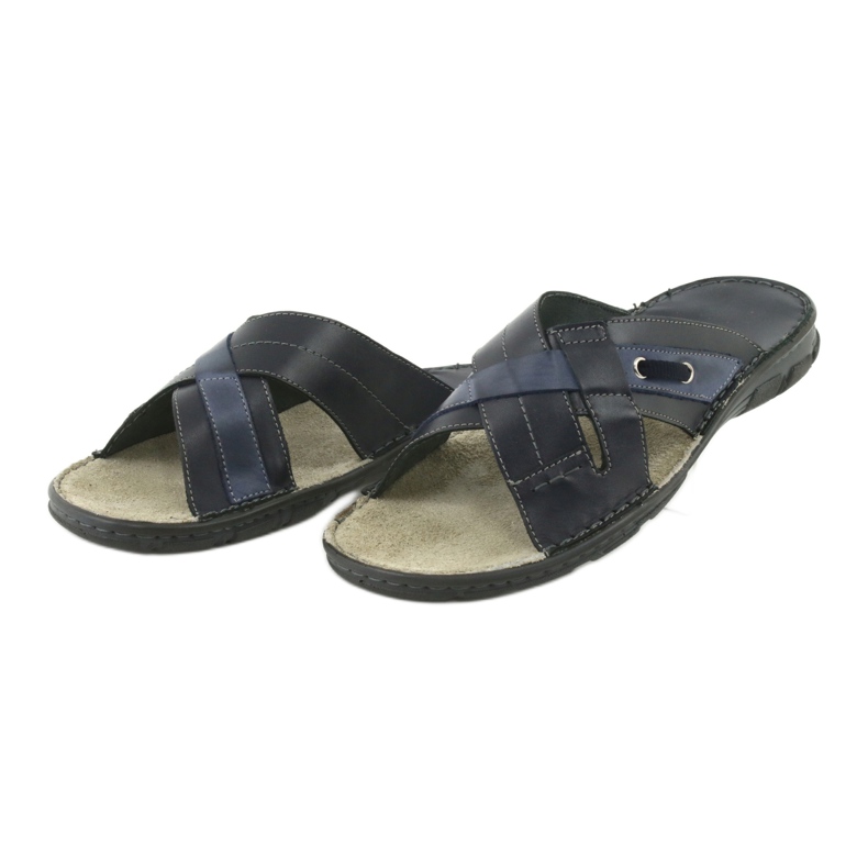 Comode pantofole in pelle Naszbut 055 blu navy blu 3