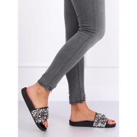 Ciabatte da donna con pietre nere CK106P Black grigio 1