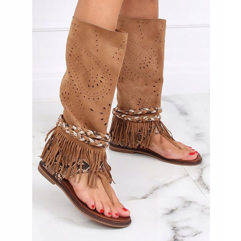 Infradito Boho con gambo cammello NS130P Camel marrone 1