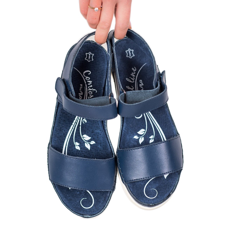 Filippo Sandali in pelle blu scuro 1