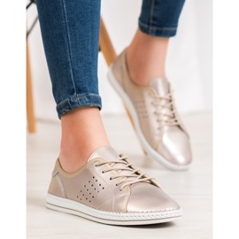 Kylie Scarpe stringate in pelle d'oro 1