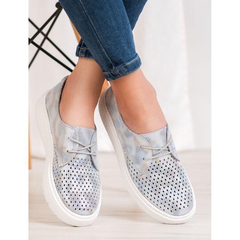 Goodin Scarpe in pelle leggera grigio 2