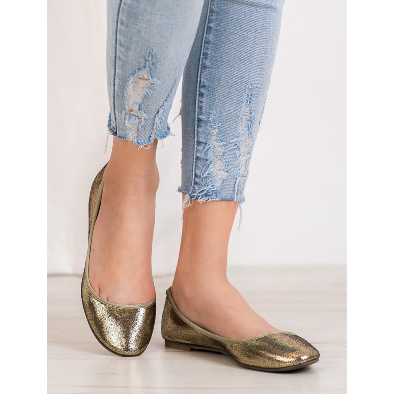 SHELOVET Ballerine lucenti d'oro 1