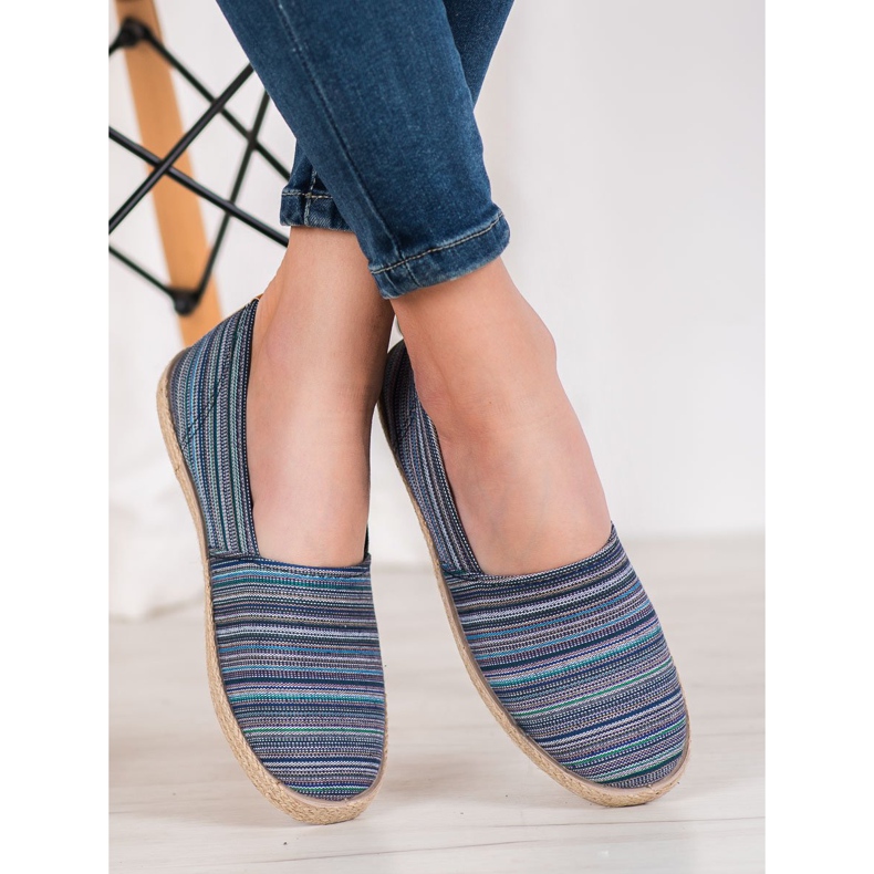 McKey Espadrillas a righe marrone blu navy blu verde 1