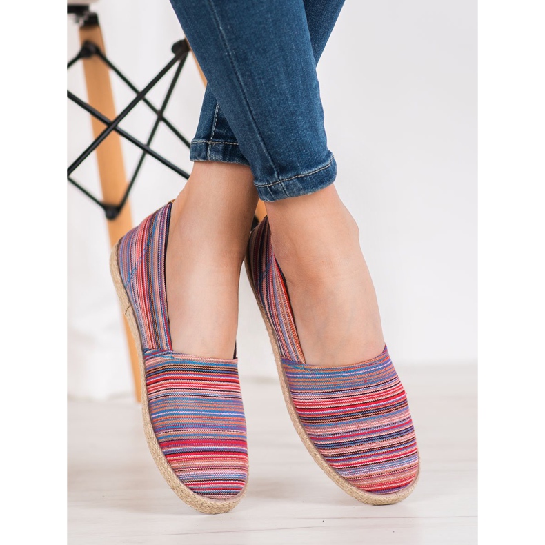 McKey Espadrillas a righe marrone rosso blu 1