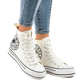 Sneakers bianche con zeppa W08 bianca 2