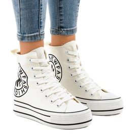 Sneakers bianche con zeppa W08 bianco 1
