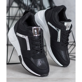 SHELOVET Scarpe da ginnastica con zeppa nero 1