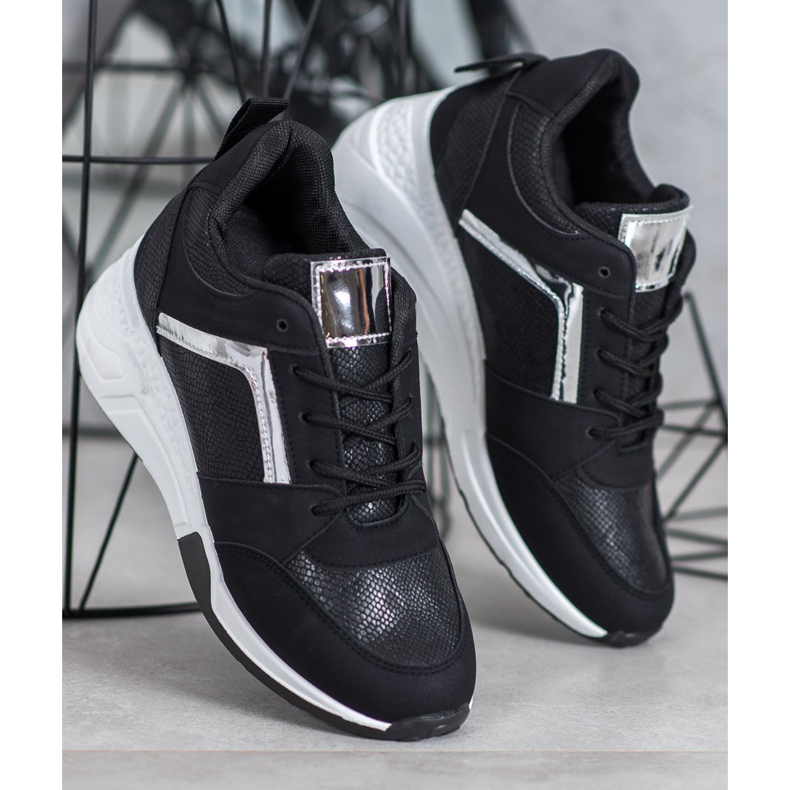 SHELOVET Scarpe da ginnastica con zeppa nero 1