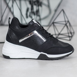 SHELOVET Scarpe da ginnastica con zeppa nero 2