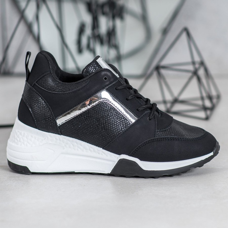 SHELOVET Scarpe da ginnastica con zeppa nero 2