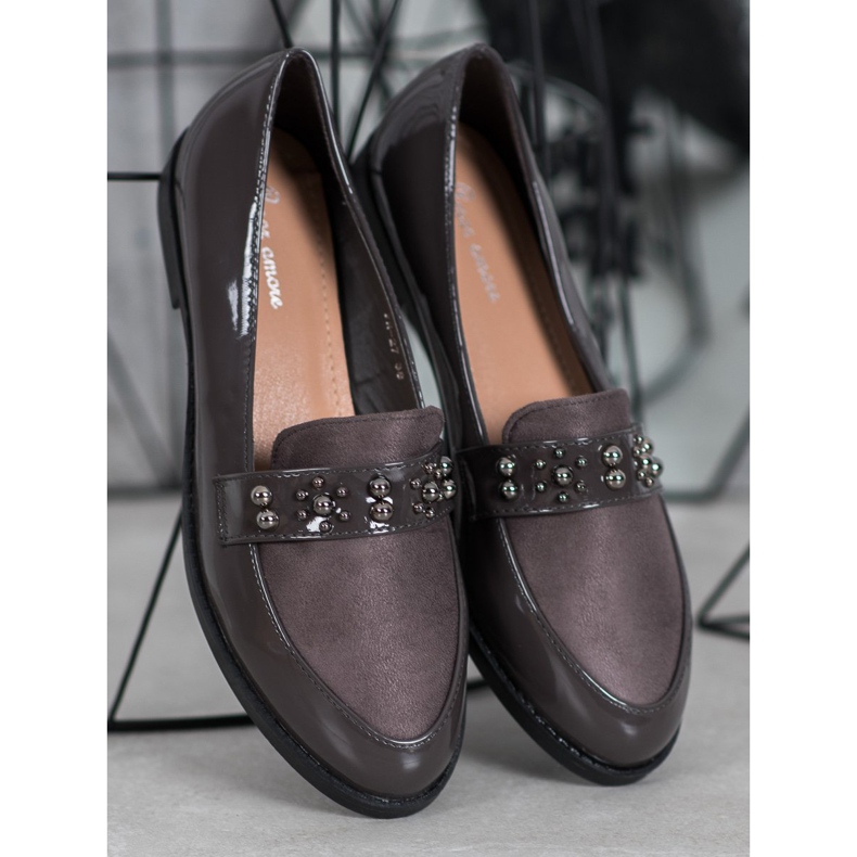 SHELOVET Mocassini laccati grigio 1