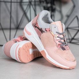 SHELOVET Sneakers con stampa serpente rosa 2