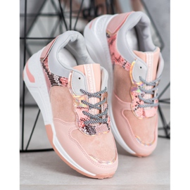 SHELOVET Sneakers con stampa serpente rosa 1