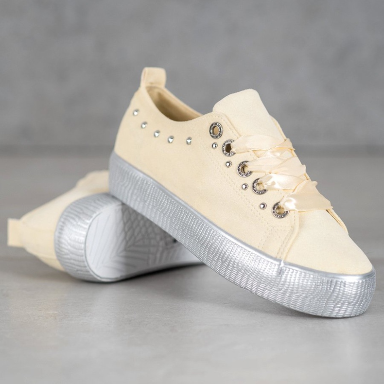 SHELOVET Sneakers in pelle scamosciata giallo 1