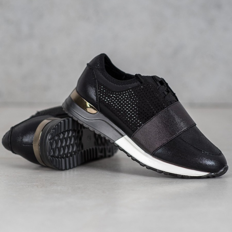 SHELOVET Scarpe sportive con cristalli nero 1