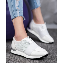 SHELOVET Scarpe sportive con cristalli bianco 1