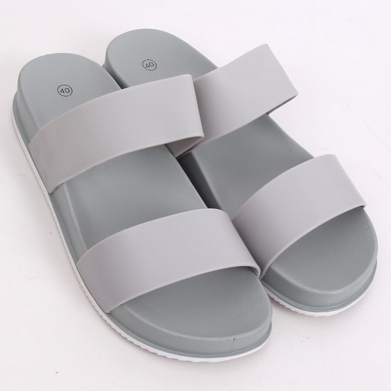 Grigio CK66P Pantofole grigie con strisce di gomma 2