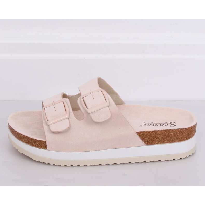Pantofole scholki beige SS115P Beige multicolore rosa 2