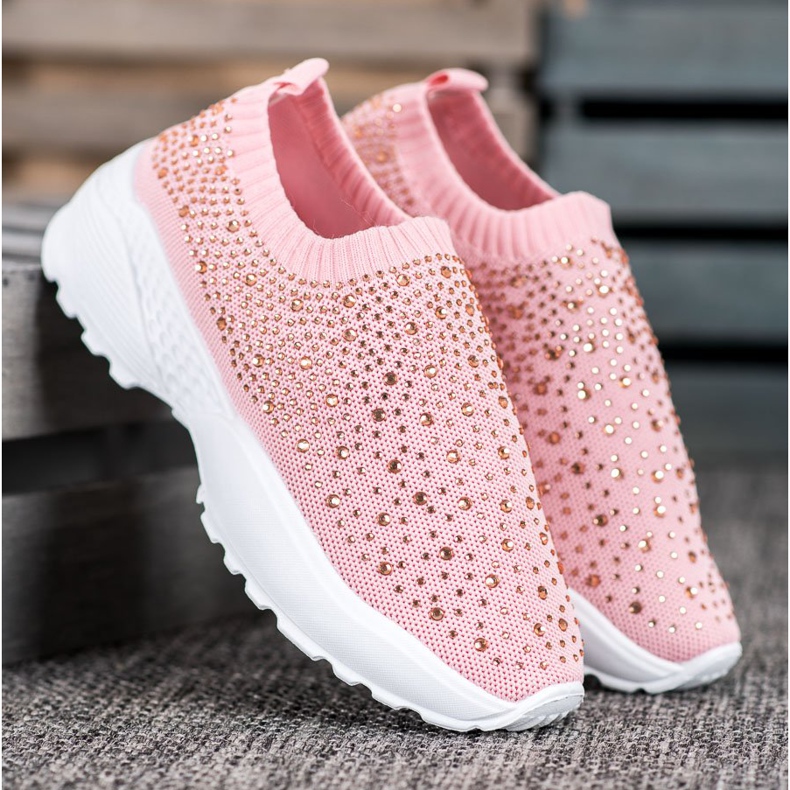 Diamantique Scarpe sportive con cristalli rosa 1