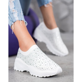 Diamantique Scarpe sportive con cristalli bianco 2