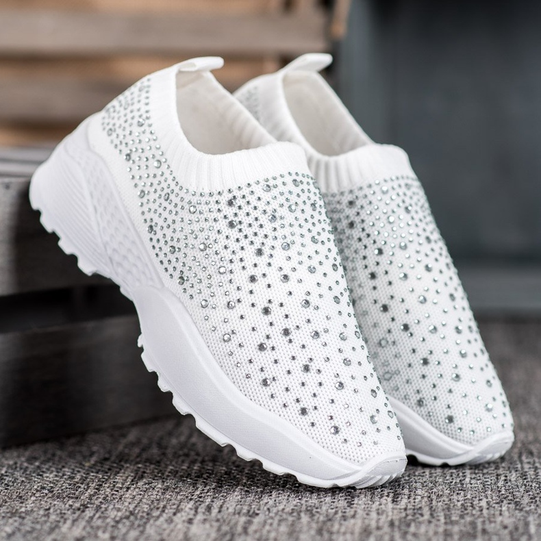 Diamantique Scarpe sportive con cristalli bianca 1