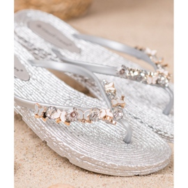SHELOVET Infradito in gomma con ornamenti grigio 1