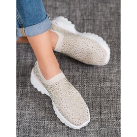 Diamantique Scarpe sportive con cristalli marrone 1
