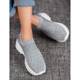 Diamantique Scarpe sportive con cristalli grigio 2