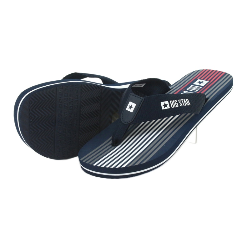 Pantofole da uomo Big Star 174463 blu navy bianco rosso 3
