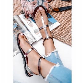 Lu Boo Nero Specchio Sandali Romana Giapponese Lento 2