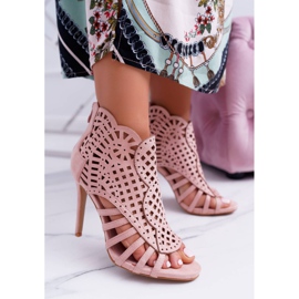 SEA Sandali da donna in pelle scamosciata su tacco alto Rosa cipria Viviane 1