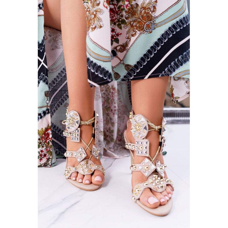 Lu Boo Sandali con tacco alto Jets Studs Rockers Beige 2