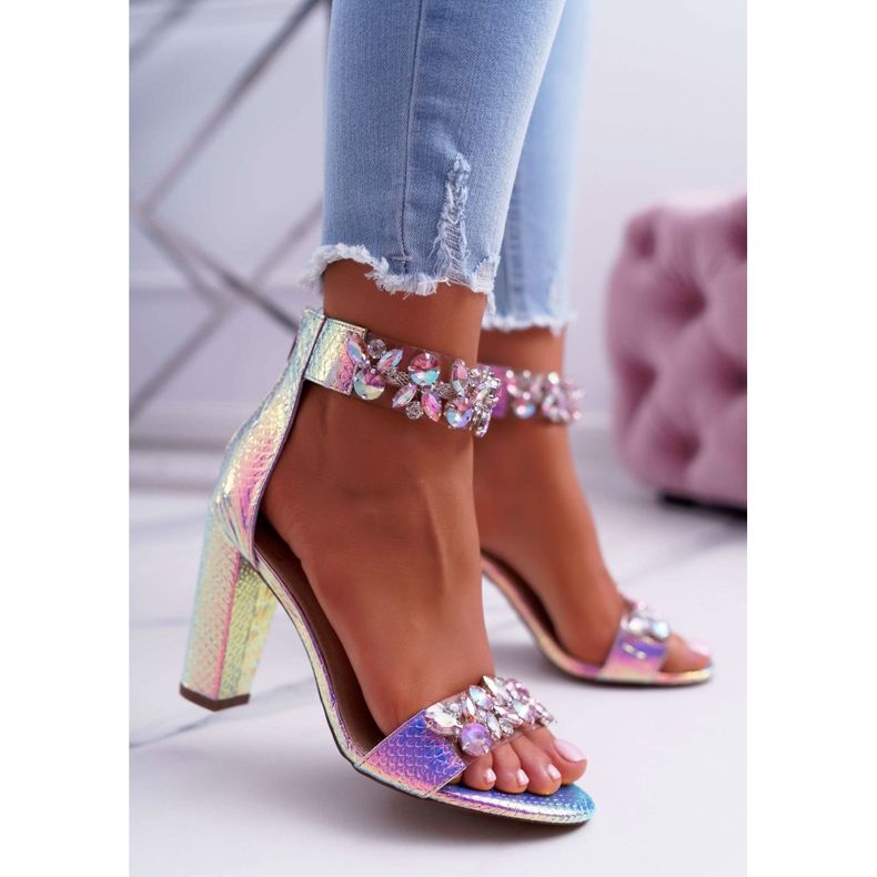 Lu Boo Sandali Rosa Iridescente Lambada Strass multicolore 1